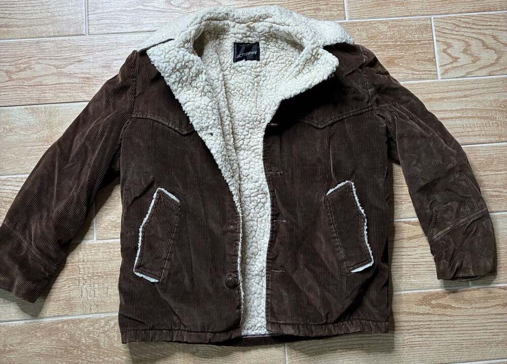 JCPenney Vintage Brown Corduroy Sherpa Lined Trucker Jacket Size M